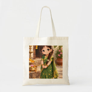 Bolso De Tela Pequeña Grace de verde