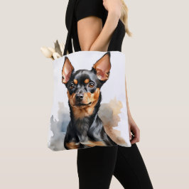 BOLSO DE TELA PEQUEÑA MINIATURA NEGRA Y TIENE PINSCHER PUPPY DOG