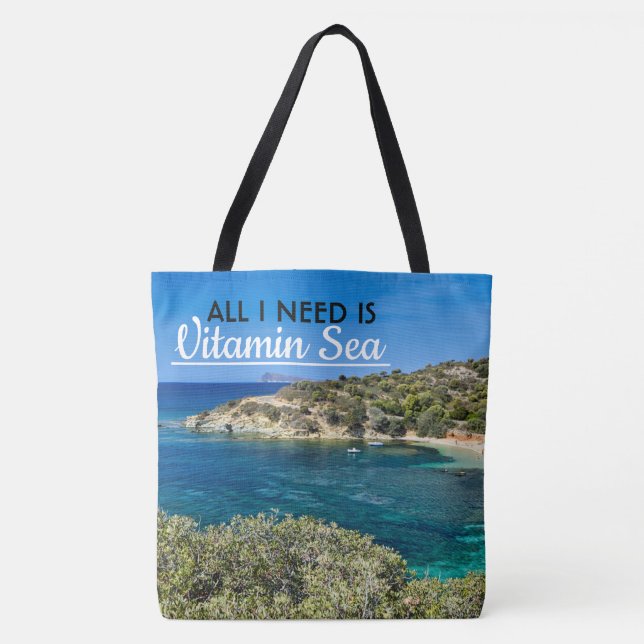 Bolso De Tela pequeña playa en Cerdeña con agua turquesa (Anverso)