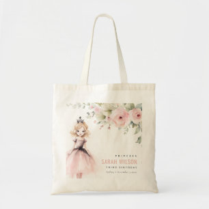 Bolso De Tela Pequeña Princesa Rosa Cuta Rosa Cumpleaños Floral
