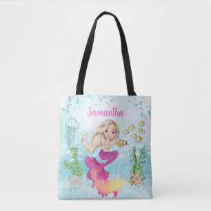 Bolso De Tela Pequeña sirenita bajo el mar Tote Bag