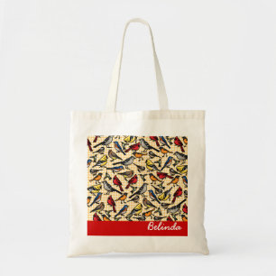 Bolso De Tela Pequeñas aves en Gingham, personalizadas