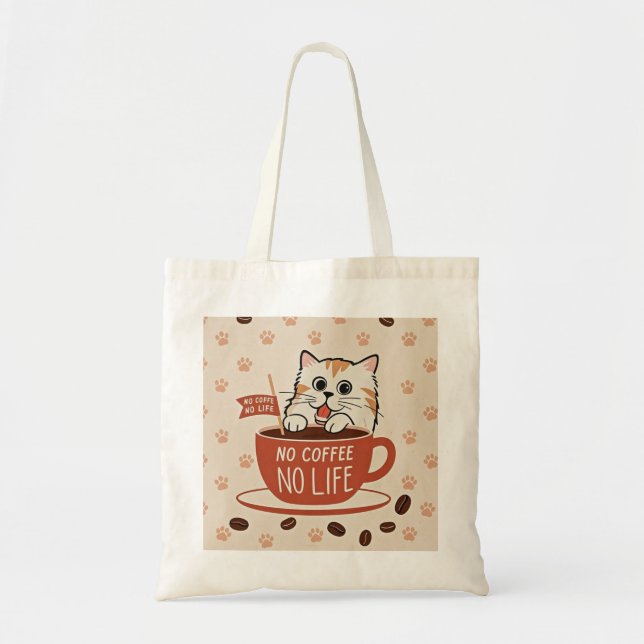Bolso De Tela Pequeñas huellas de pata de gato y Poster de grano (Frente)