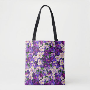 Bolso De Tela Pequeñas pansias moradas