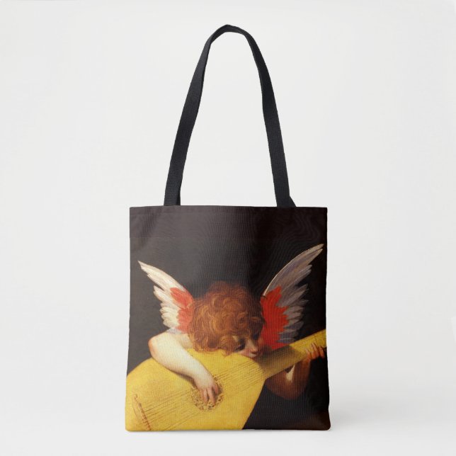 Bolso De Tela PEQUEÑO ANGEL JUGANDO música LUTE HACIENDO Cherub (Anverso)