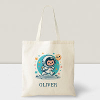 Pequeño astronauta lindo en la luna