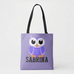 Bolso De Tela "Pequeño búho púrpura "