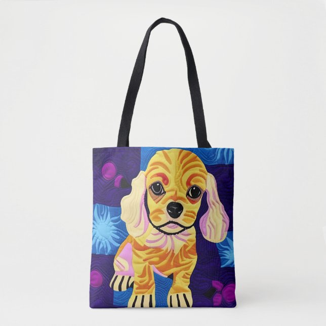 Bolso De Tela Pequeño Cocker Spaniel Puppy Quilly Like Design (Anverso)