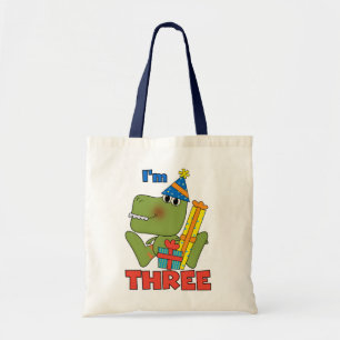 Bolso De Tela Pequeño Dino 3 camisetas de cumpleaños y regalos