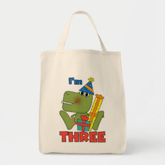 Bolso De Tela Pequeño Dino 3 camisetas de cumpleaños y regalos