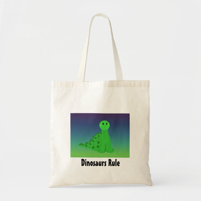 Bolso De Tela Pequeño Dinosaurio Verde (Frente)