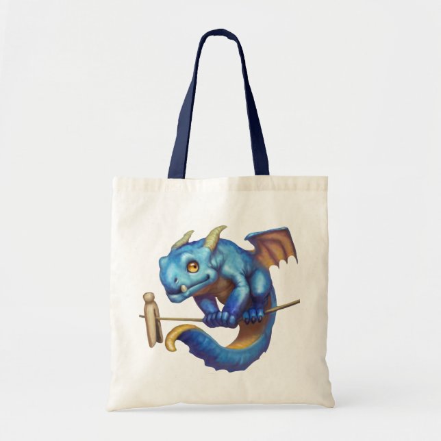 Bolso De Tela Pequeño Dragón Azul (Frente)