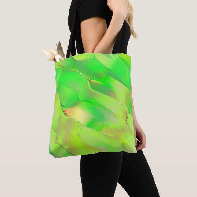 Bolso De Tela Pequeño esculpido en verde amarillento e intenso (Detalle)