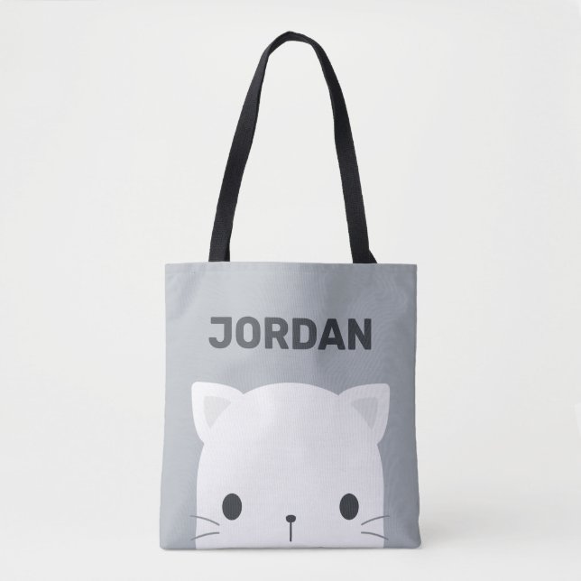 Bolso De Tela Pequeño gato con nombre personalizado (Anverso)