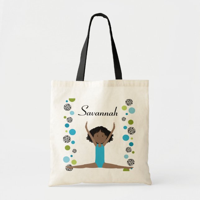 Bolso De Tela Pequeño gimnasta en aguamarina y verde (Frente)