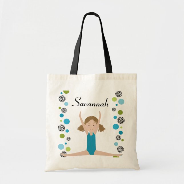 Bolso De Tela Pequeño gimnasta en aguamarina y verde (Frente)