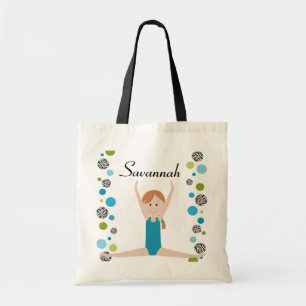 Bolso De Tela Pequeño gimnasta personalizado en aguamarina y