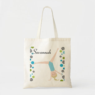Bolso De Tela Pequeño gimnasta rubio personalizado en aguamarin
