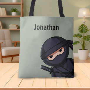 Bolso De Tela Pequeño guerrero de Ninja en verde sabio
