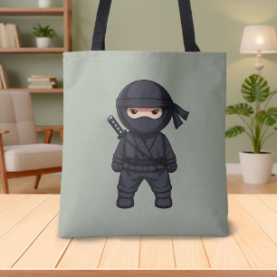 Bolso De Tela Pequeño guerrero ninja sobre verde salvia
