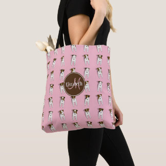 Bolso De Tela Pequeño Jack Russell Terriers patrón tote con mono