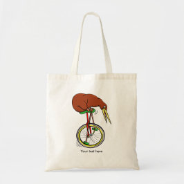 Bolso De Tela Pequeño Kiwi Marrón En Un Unicciclo Rojo