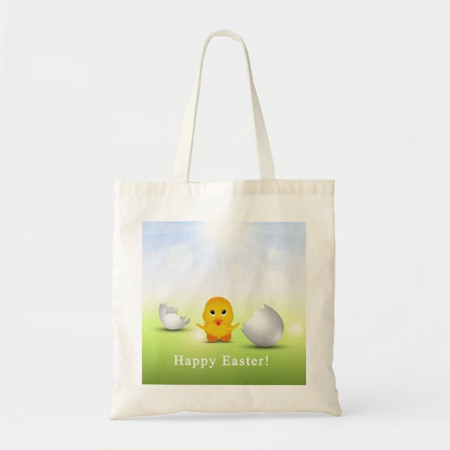 Bolso De Tela Pequeño lindo feliz bebé de Pascua (Frente)