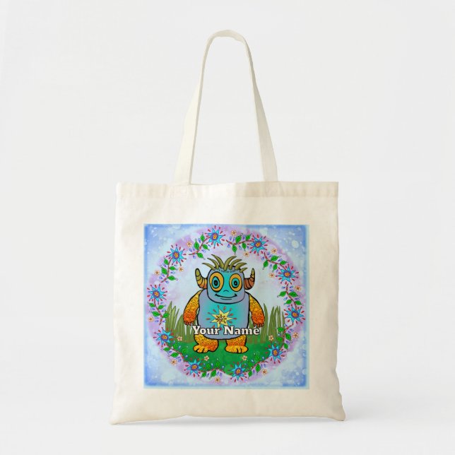 Bolso De Tela Pequeño Monstruo Azul (Frente)