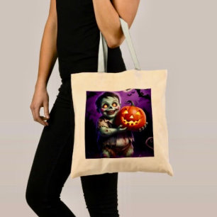 Bolso De Tela Pequeño Monstruo Verde & Amigo Calabaza
