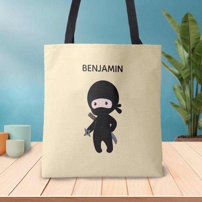 Bolso De Tela Pequeño nombre personalizado Ninja en amarillo (Subido por el creador)