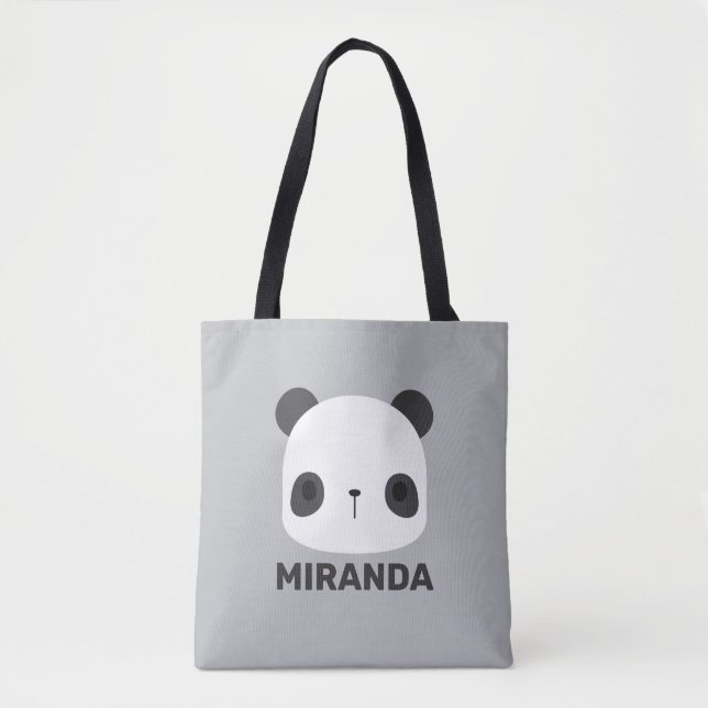 Bolso De Tela Pequeño oso oso panda con nombre personalizado (Anverso)
