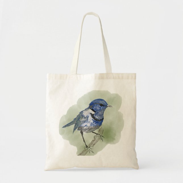 Bolso De Tela Pequeño pájaro azul (Frente)