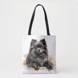 BOLSO DE TELA PEQUEÑO PERRO POMERANÍ NEGRO BELLO