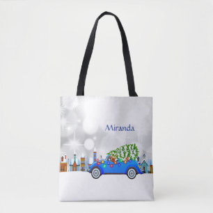 Bolso De Tela Pequeño Personalizado de Navidades de coches y árb