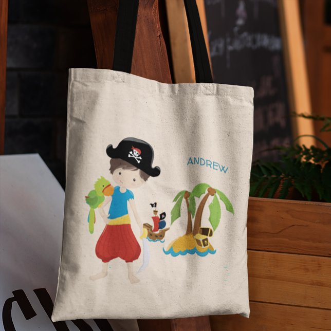 Bolso De Tela Pequeño pirata con tesoro y loro (Subido por el creador)
