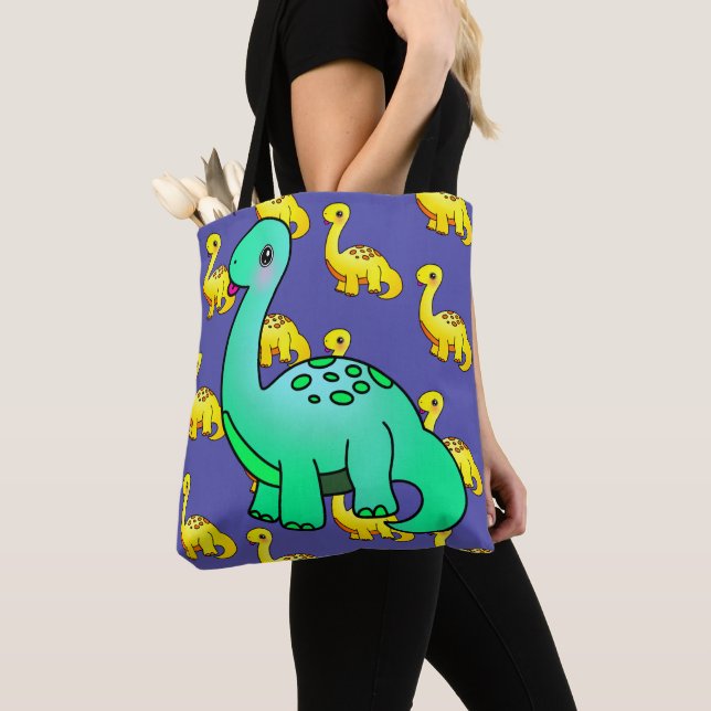 Bolso De Tela Pequeño y adorable Dinosaurio Cheeky Aqua (Detalle)