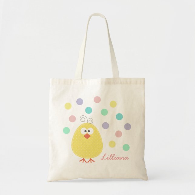 Bolso De Tela Pequeño y lindo nombre personalizado de pollo Bols (Frente)