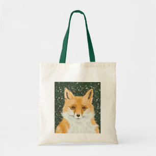 Bolso De Tela Pequeño zorro rojo lindo - en la nieve.