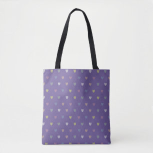 Bolso De Tela Pequeños corazones de polka en morado ultrvioleta