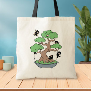 Bolso De Tela Pequeños Ninjas en el árbol Bonsai