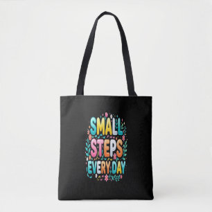 Bolso De Tela Pequeños Pasos Todos los Días Tipografía Motivac