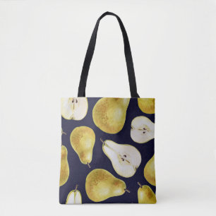 Bolso De Tela pera madura, fondo negro, arte de jardín