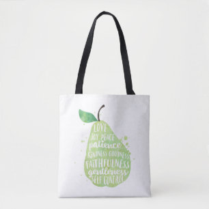 Bolso De Tela Pera Verde y Palabras Hermosas