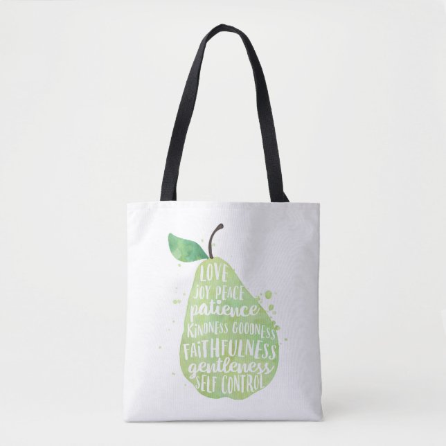 Bolso De Tela Pera Verde y Palabras Hermosas (Anverso)