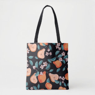 Bolso De Tela Peras jugosas: patrón de fruta a mano.