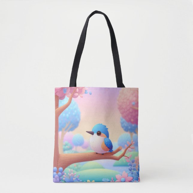 Bolso De Tela Perca floral de Kingfisher (Anverso)