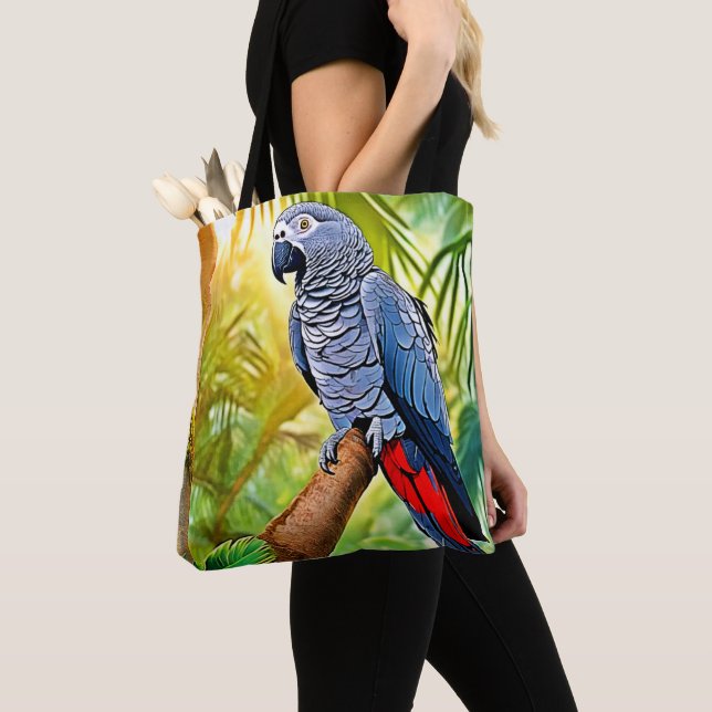 Bolso De Tela Percha de loro gris (Detalle)