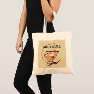 Bolso De Tela Pereza de los animales café personalizado de té No