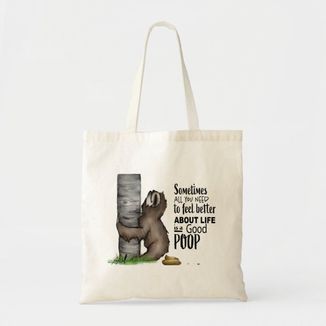 Bolso De Tela pereza pooping (Frente)