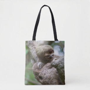 Bolso De Tela Perezoso bebé con madre colgando de un árbol